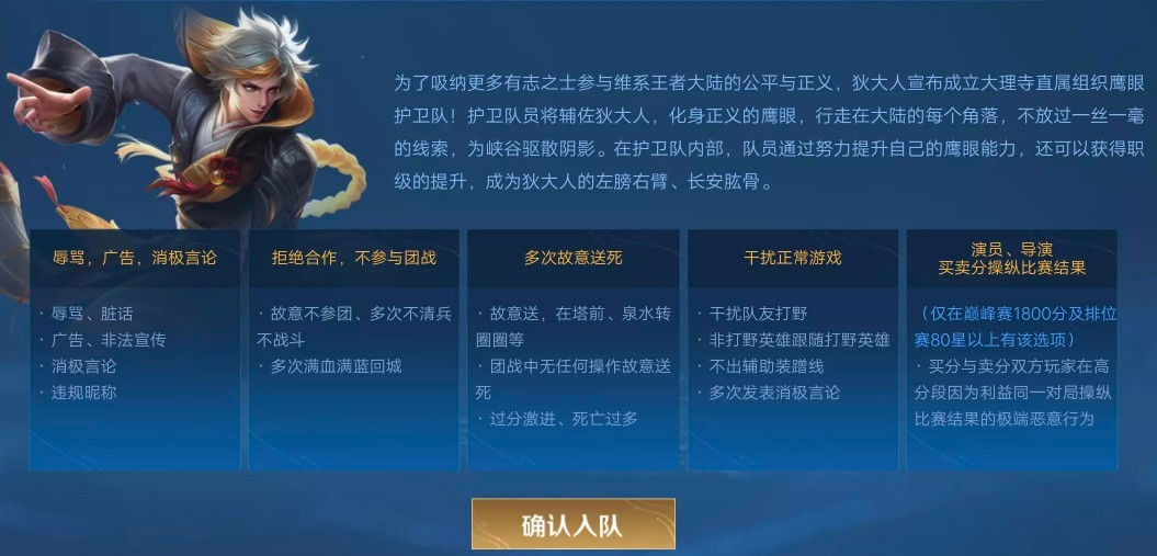 王者荣耀鹰眼护卫队准入条件，是否达到预期