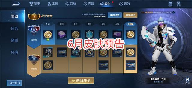 王者荣耀6月皮肤预告，战令、星元皮肤曝光