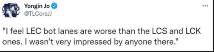 CoreJJ更新推特，回应LEC赛区G2战队辅助言论