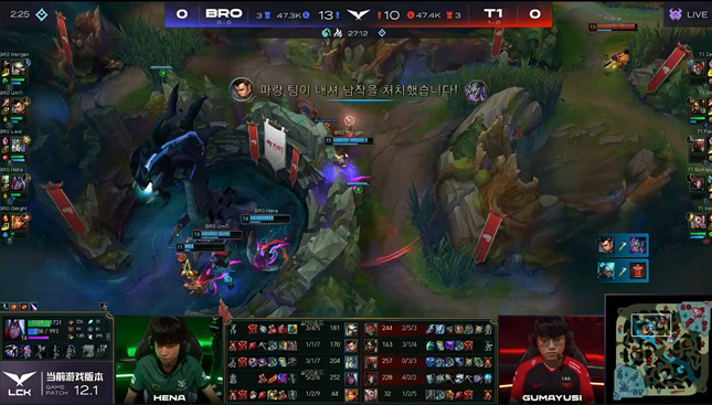 状态逐渐回归，T1战队让一追二战胜BRO