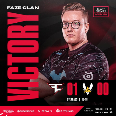 CSGO：FaZe后来居上获得C组第一，Vitality屈居第二