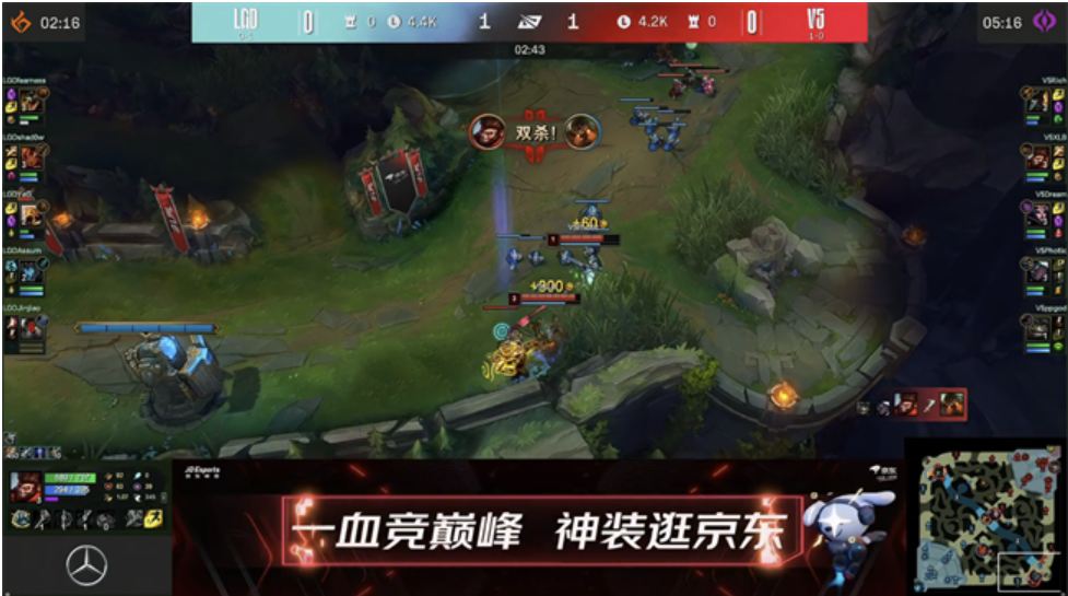 LGD团战屡屡出现失误，以0-2不敌V5