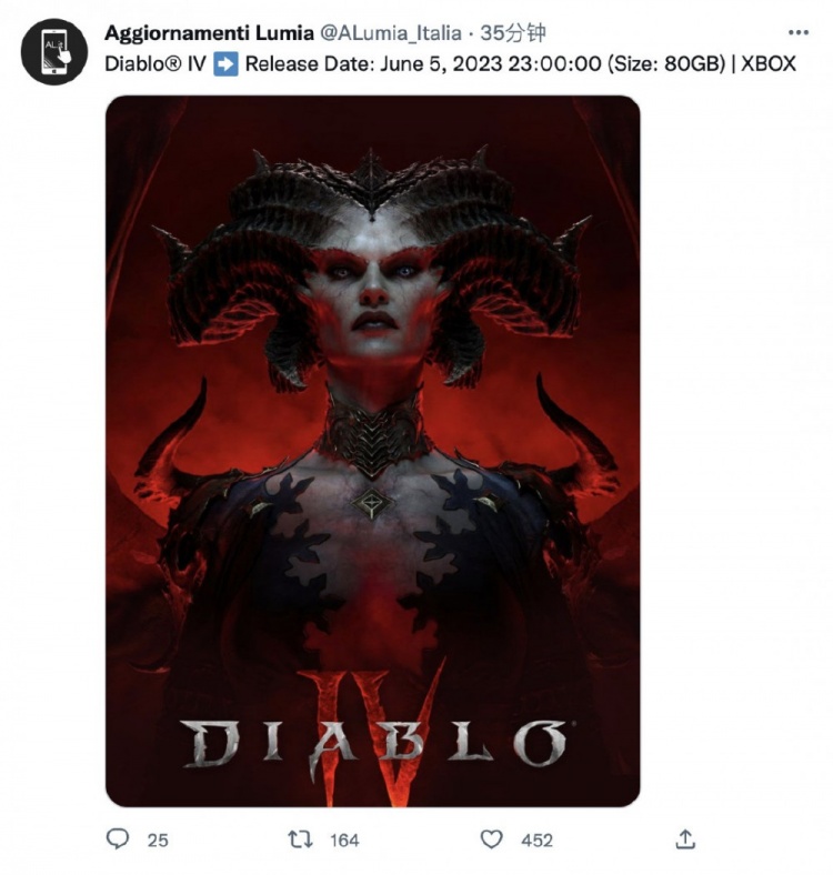 《暗黑破坏神》发售时间泄露：大概2023年6月5日发售 约为80GB
