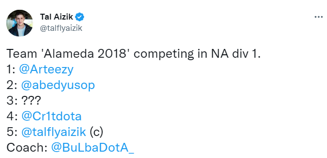 2018战队，尚缺三号位选手老EG四人组成立Alameda