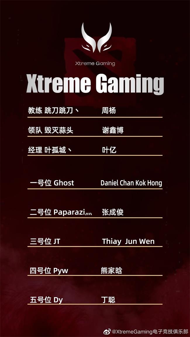 XG战队新赛季阵容敲定，Ghost携手JT加盟